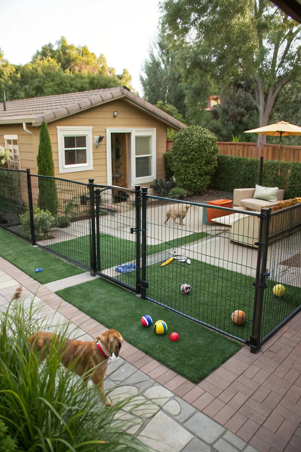 A practical dog run that preserves the beauty of the yard.