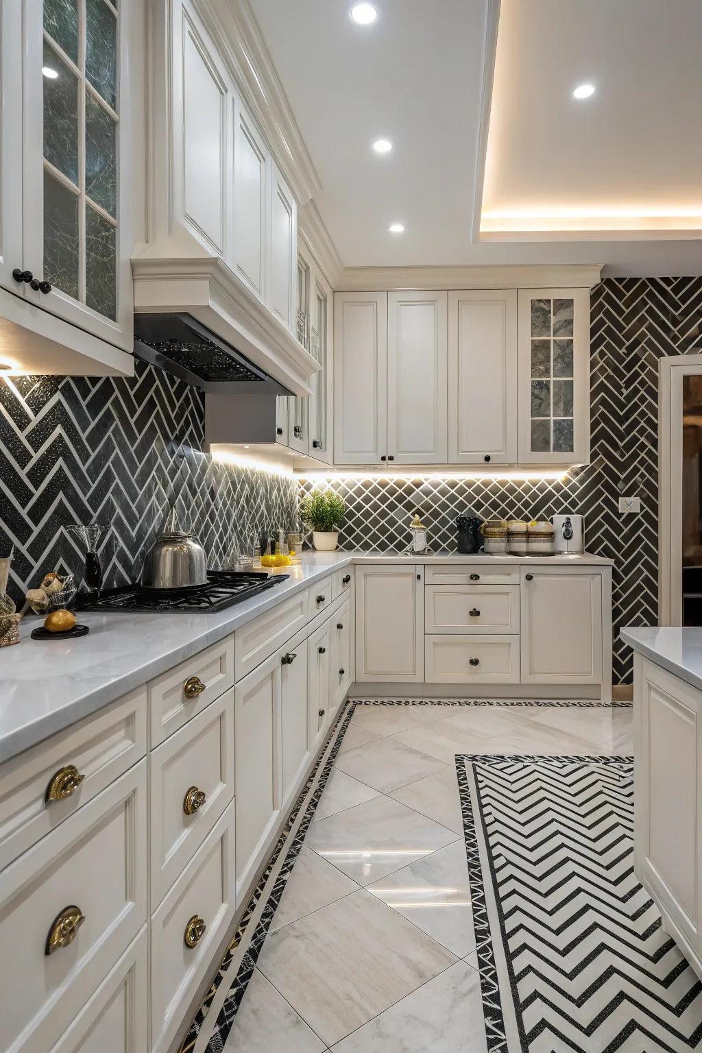 Fishbone design injects timeless refinement into the kitchen.