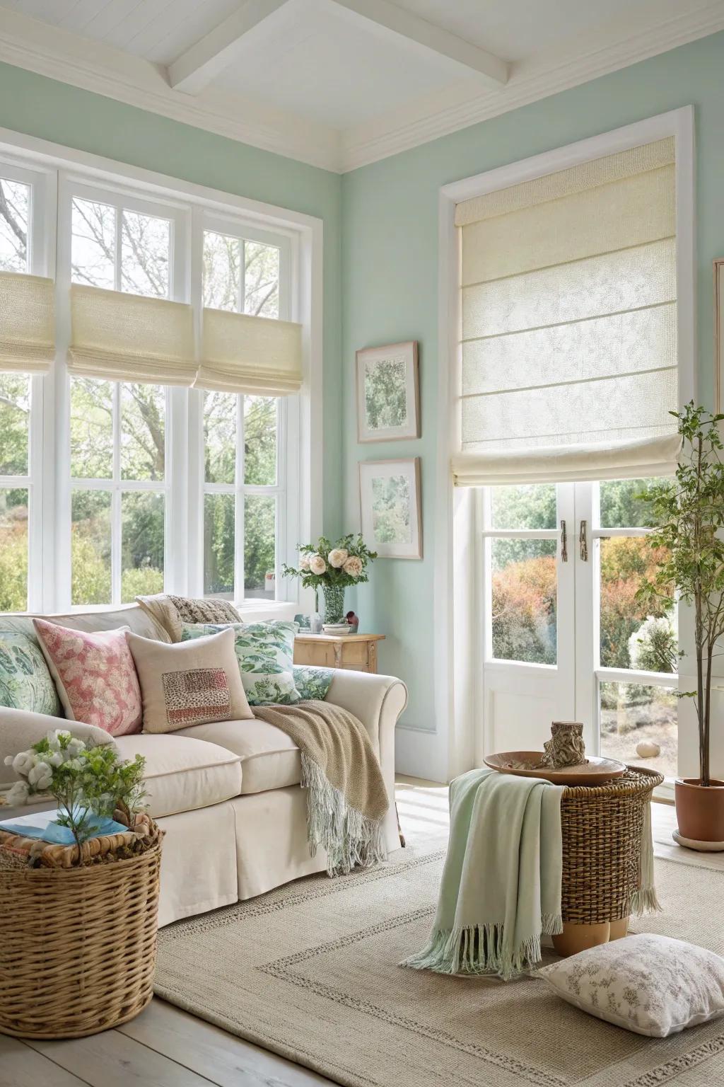 Light fabrics keep spaces breezy and relaxed.