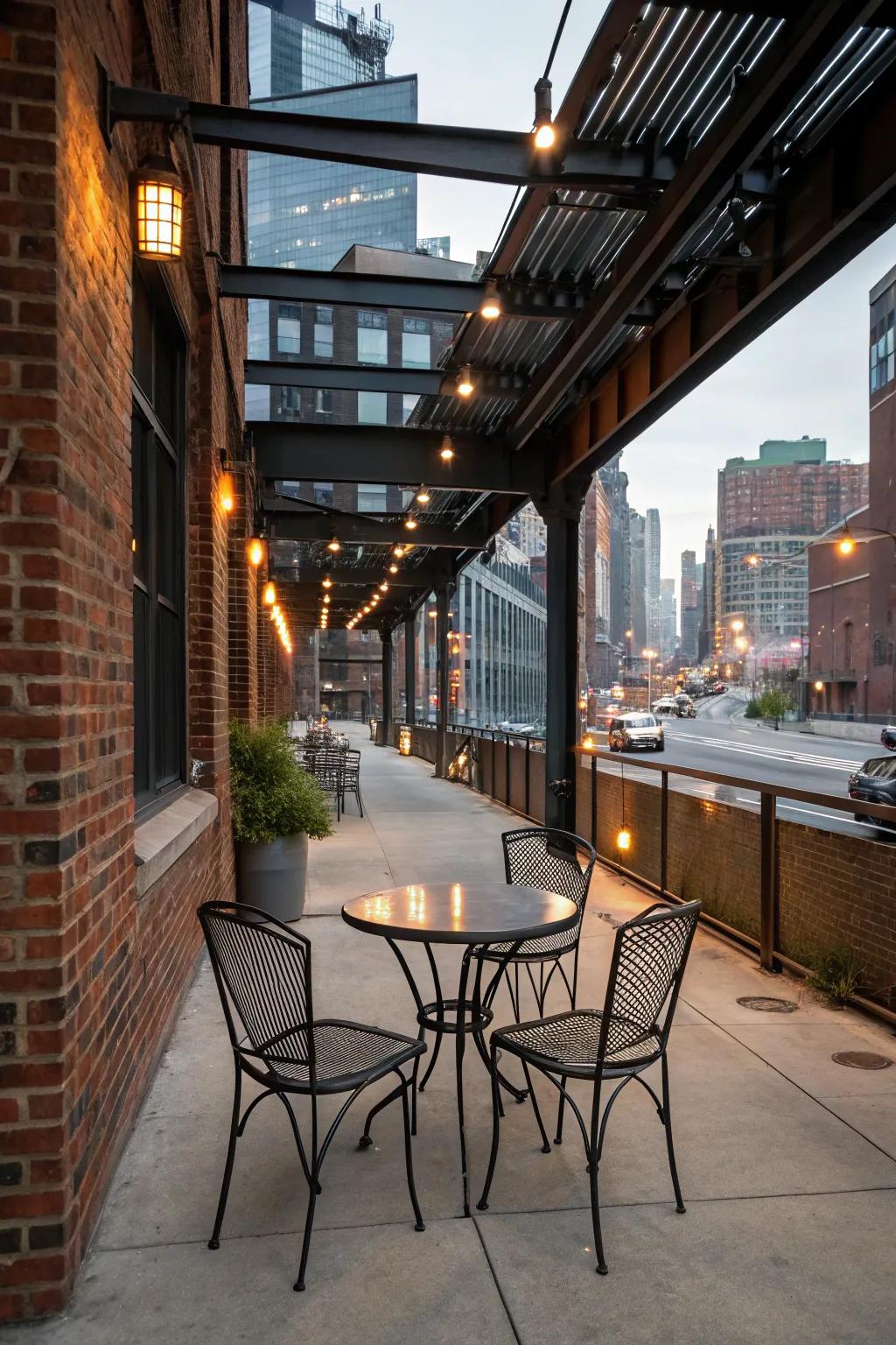 Bring an industrial edge to your patio with metal finishes.