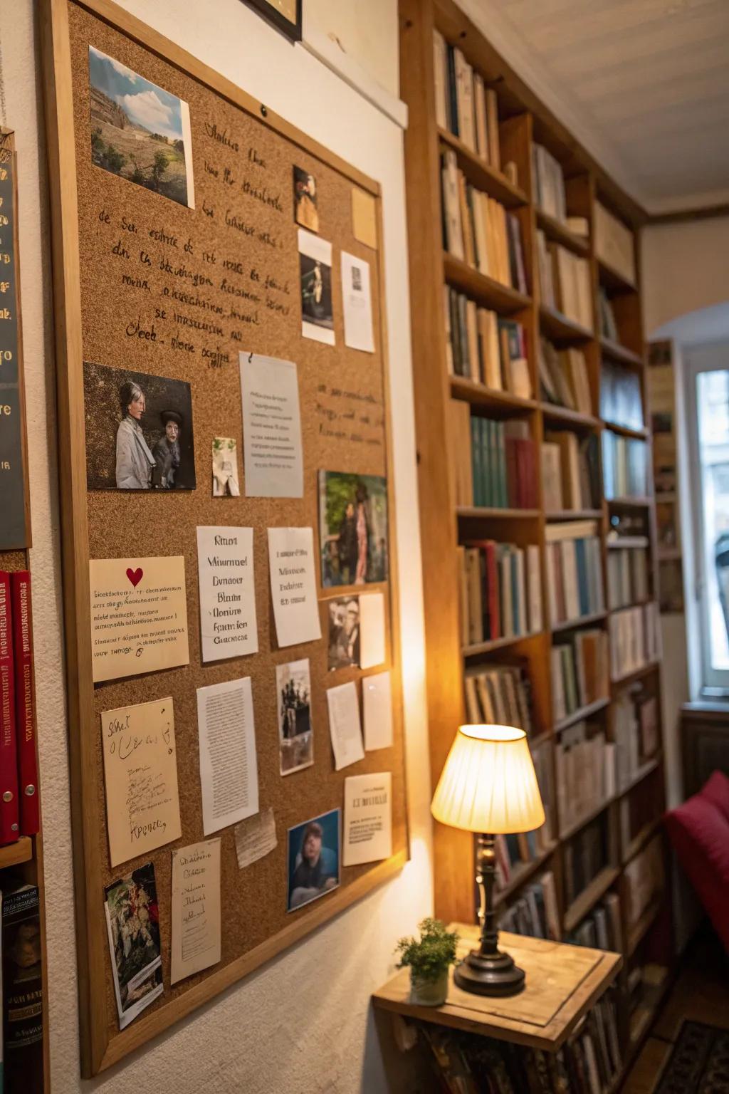 Cork boards provide a mutable and versatile poem display.