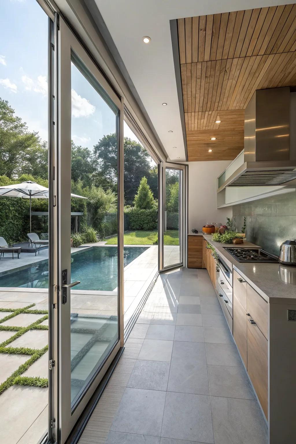 Sliding entrances for a modern and practical design.