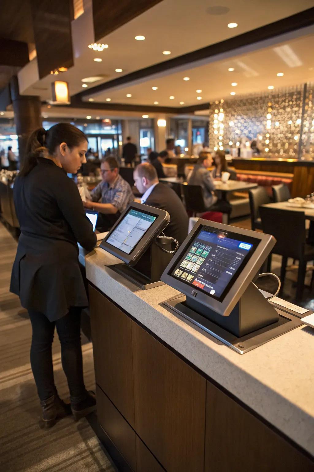 Tech integration keeps your hostess stand efficient and modern.