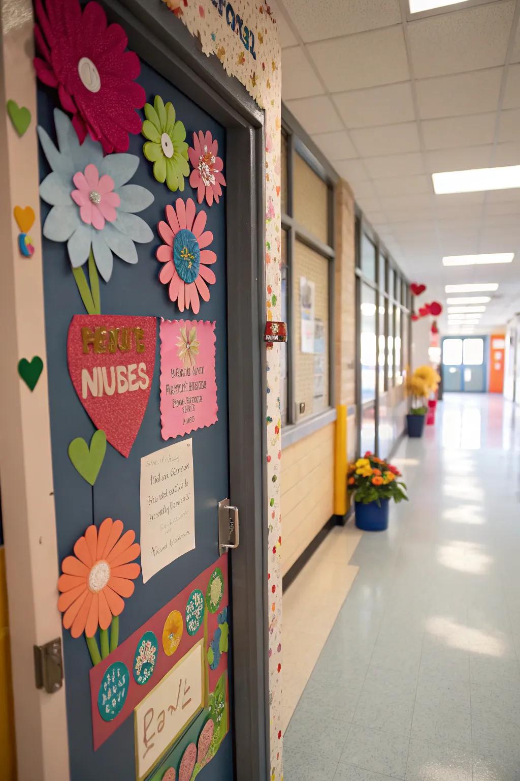 A school nurse door showcasing DIY crafts for a personal touch.