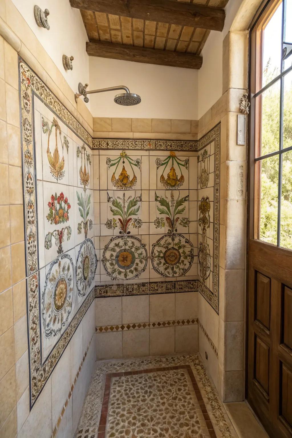 Tile murals turn backsplashes into works of art.