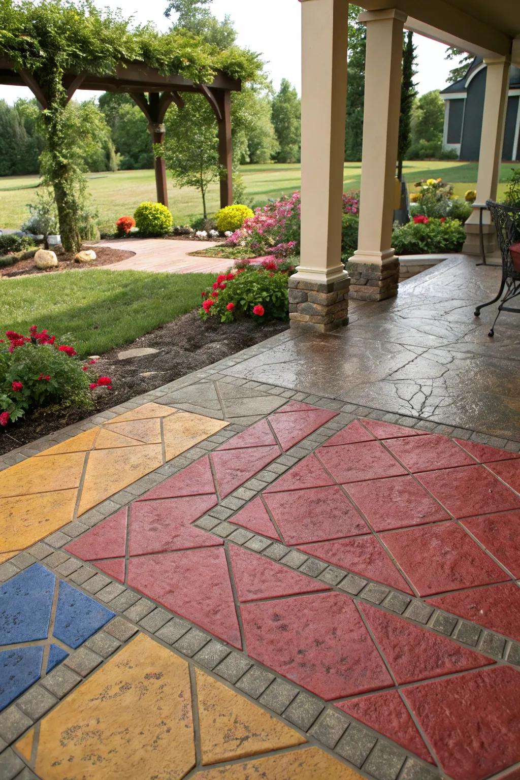 Vivid colors bring energy and focus to the patio design.