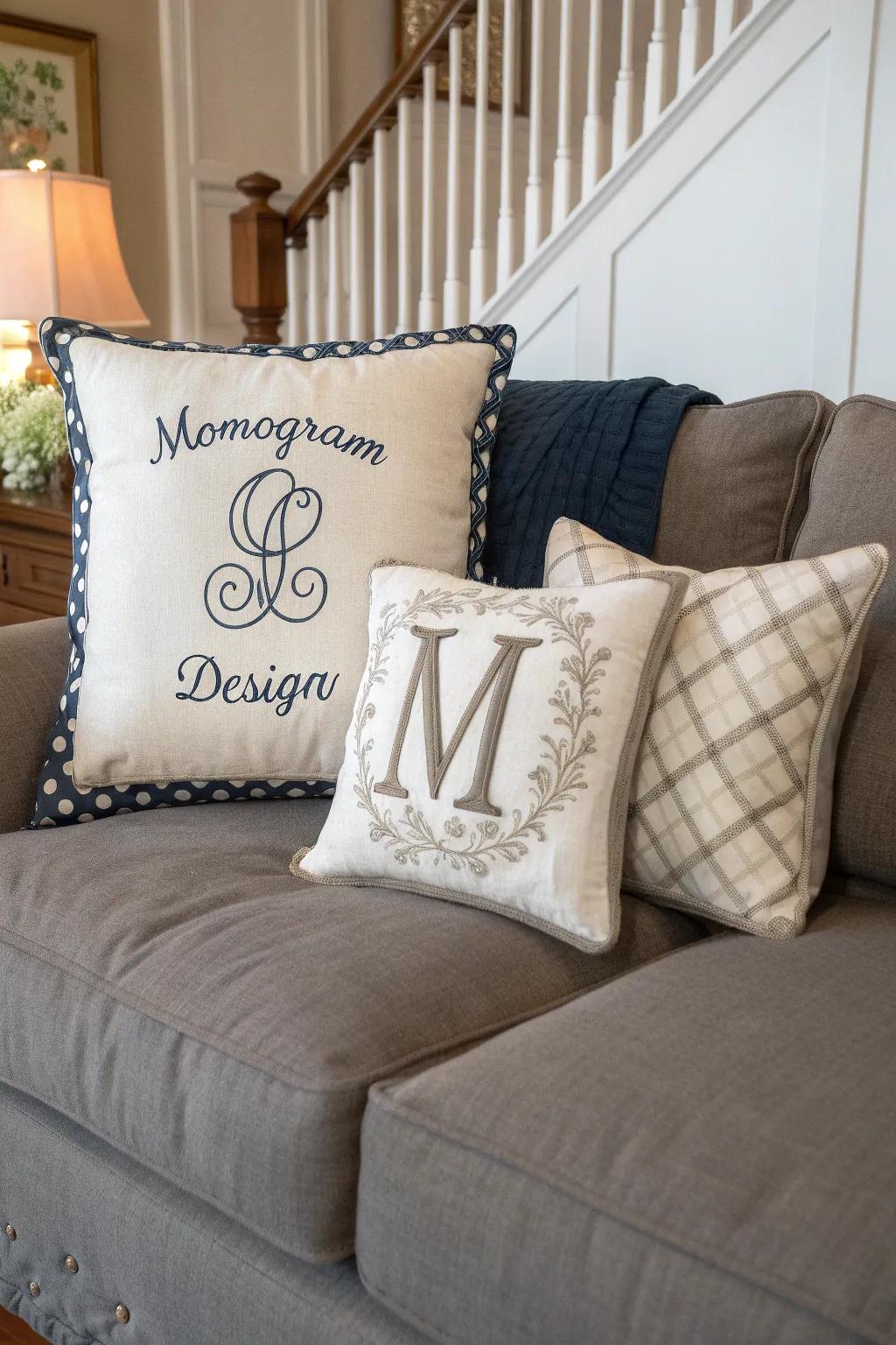 Customized pillows lending a personal and heartfelt nuance to the décor.