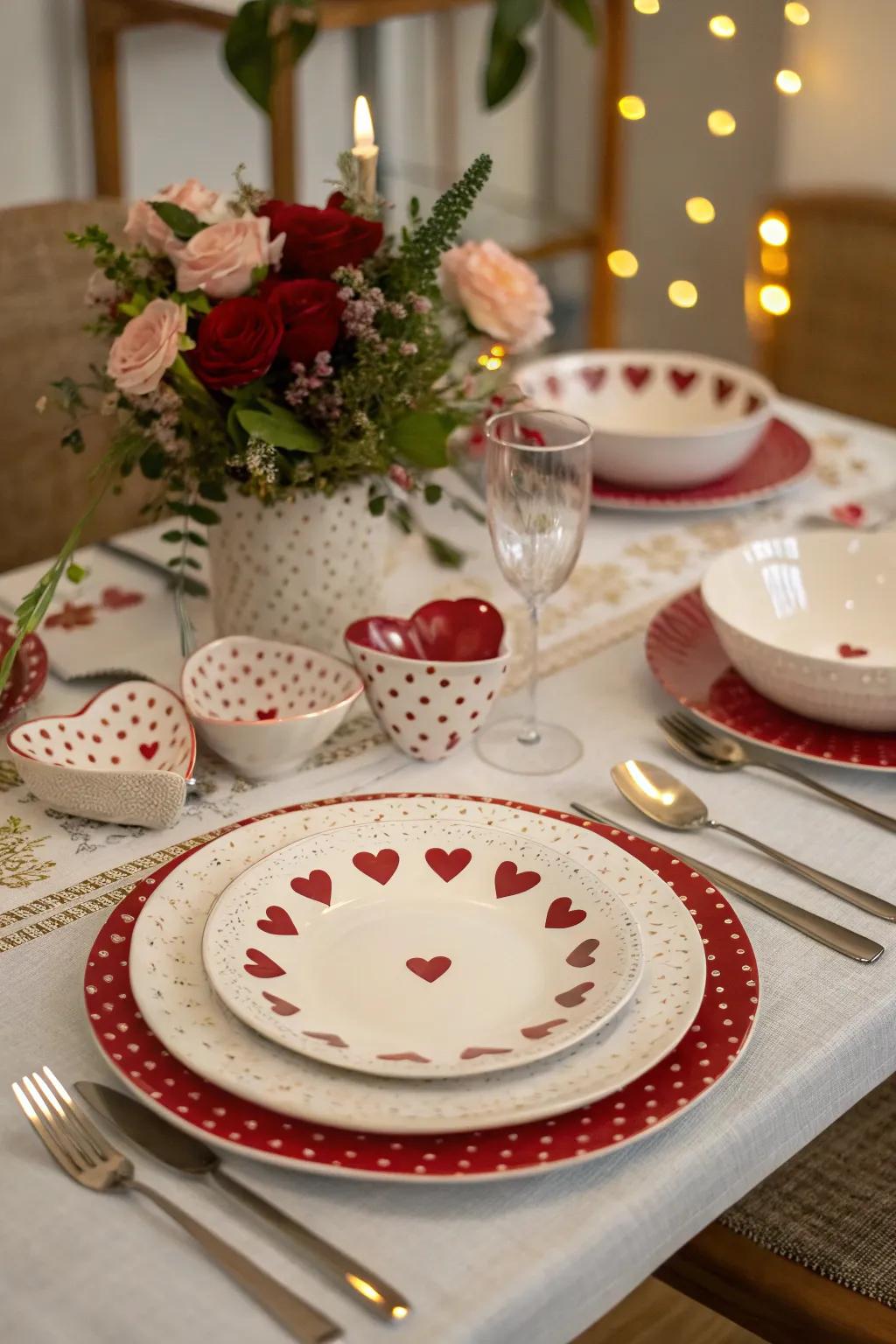 Themed dinnerware ties the tablescape together.