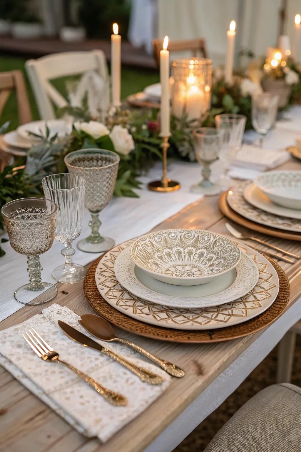 Textured dinnerware elevates your table setting.