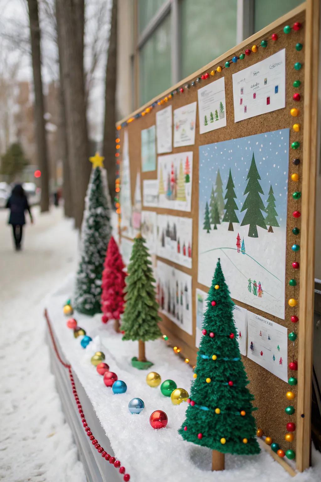 A festive forest display brings the beauty of winter nature indoors.