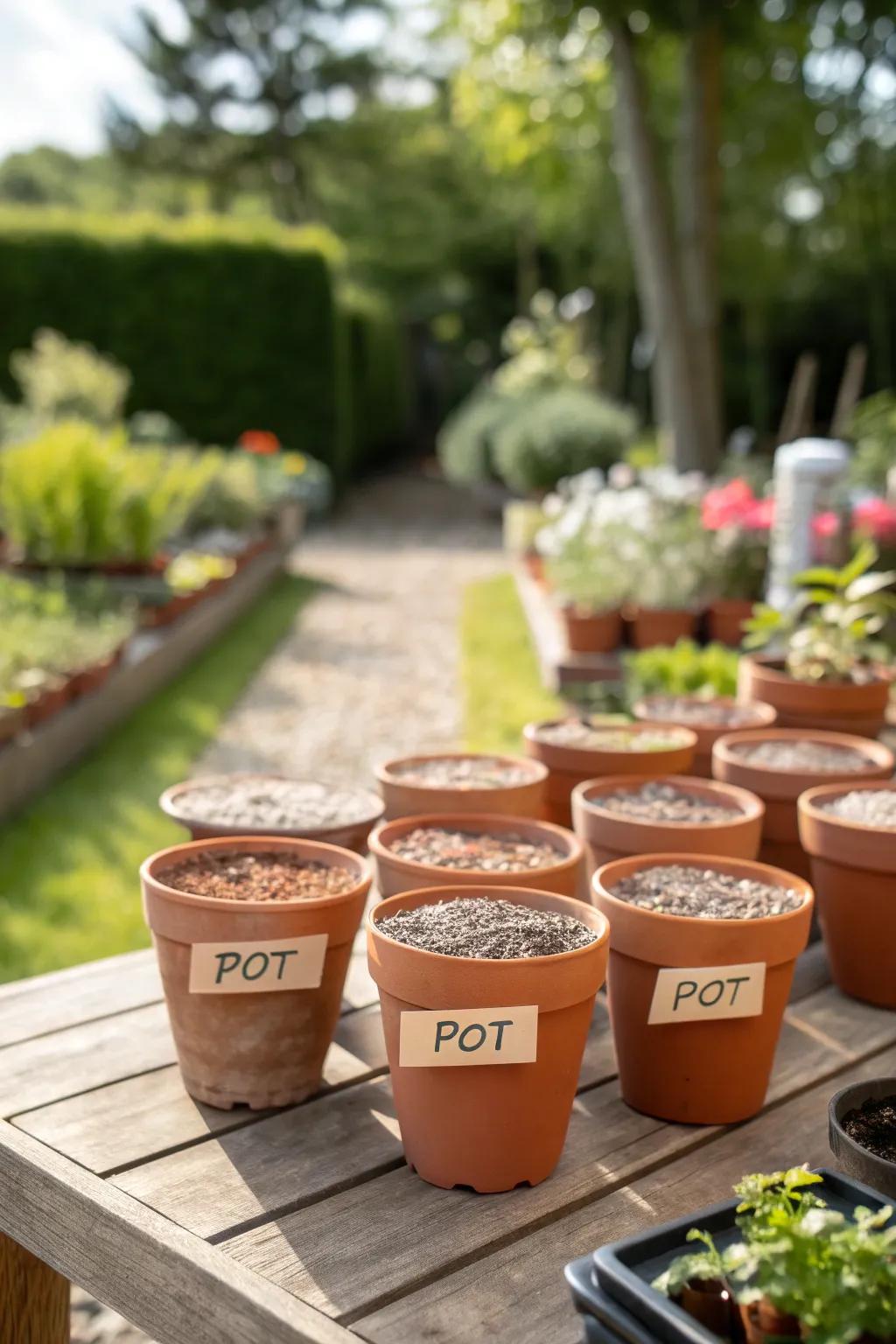 Terracotta pots symbolize growth and new beginnings.