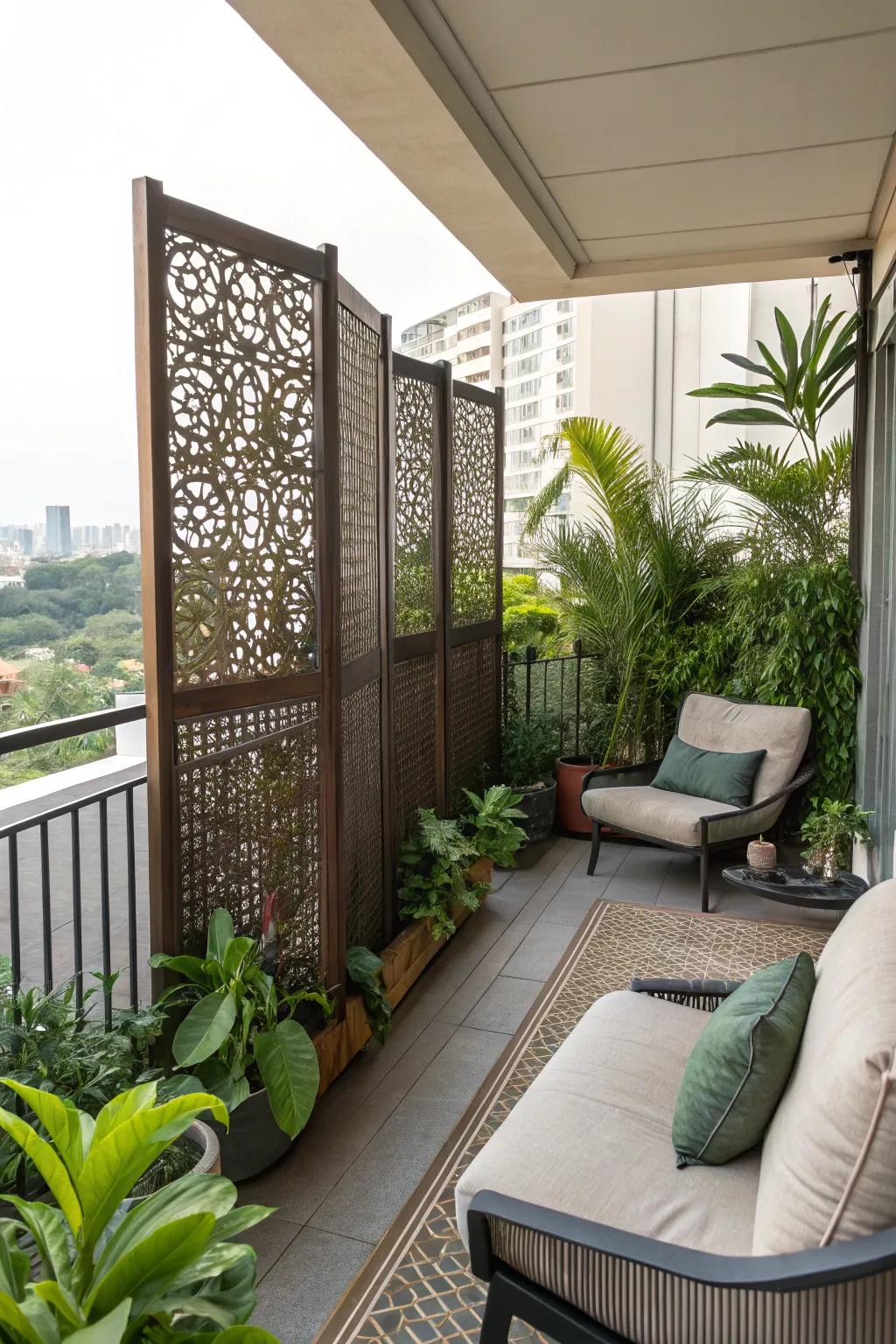 Privacy screens offer solitude and style.