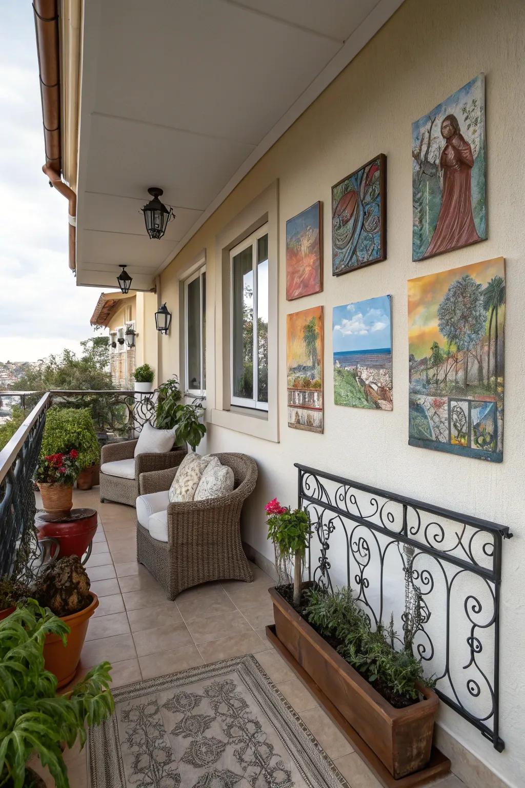 Artwork adds a personal touch and sophistication to your balcony.