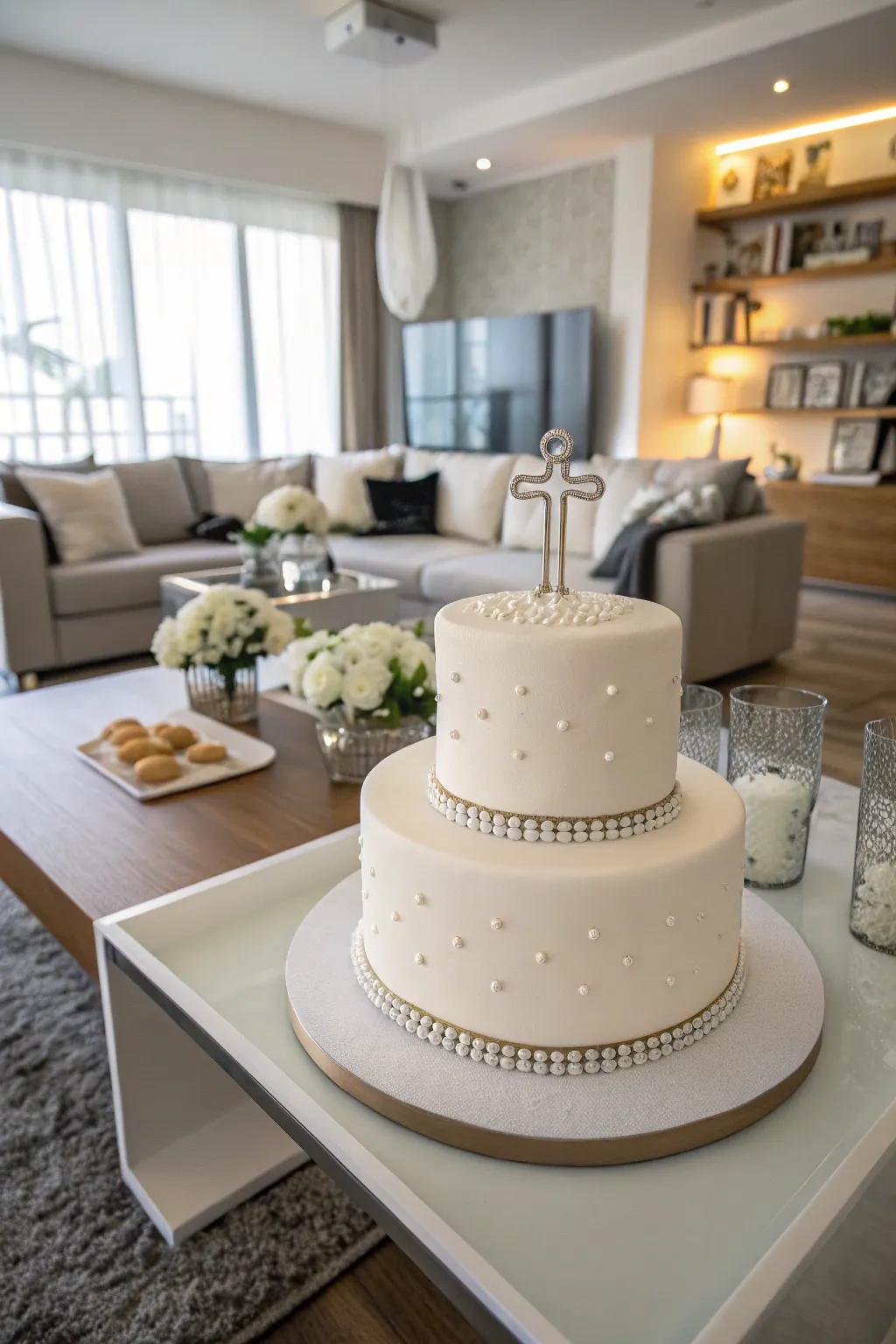 A sleek and modern cake with minimalist charm.