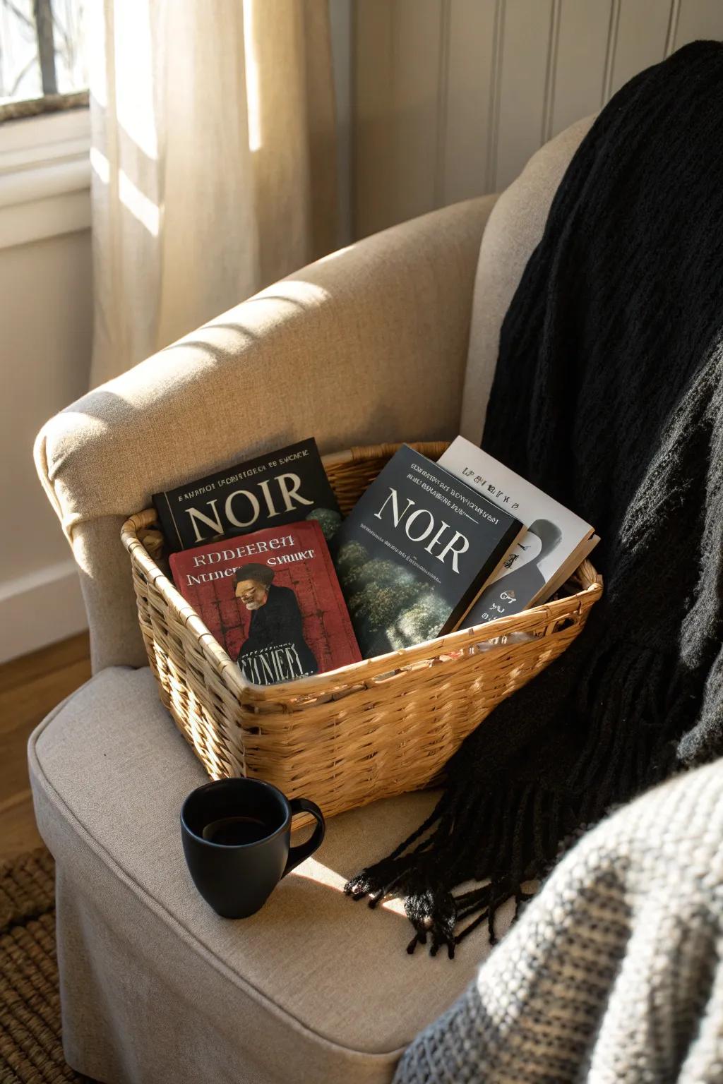 A noir reading nook for the mystery lover.