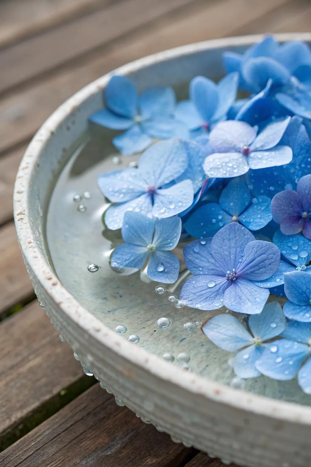 Suspended hydrangea blossoms cultivate a serene including singular centerpiece.