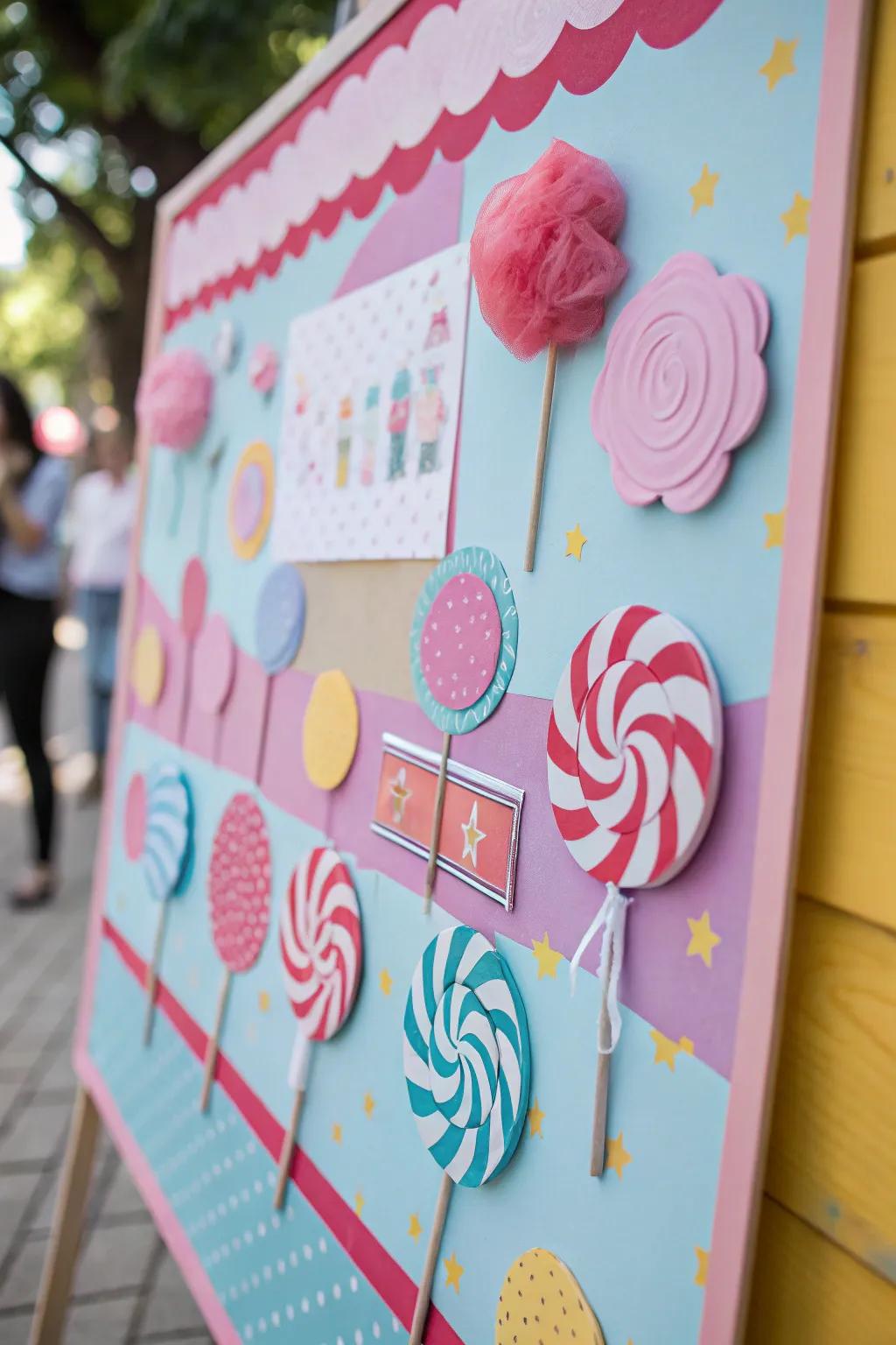 Sweet treats decorate the board, evoking the delightful aromas of a carnival.