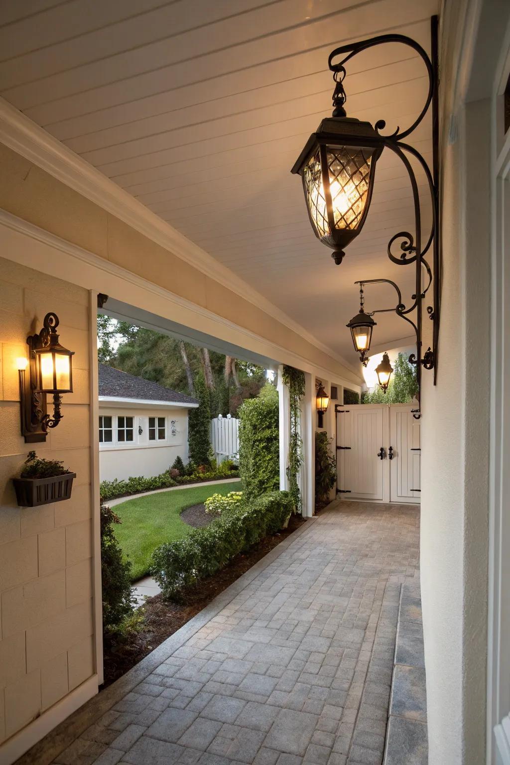 Artistic sconces add a personal touch to your carport.