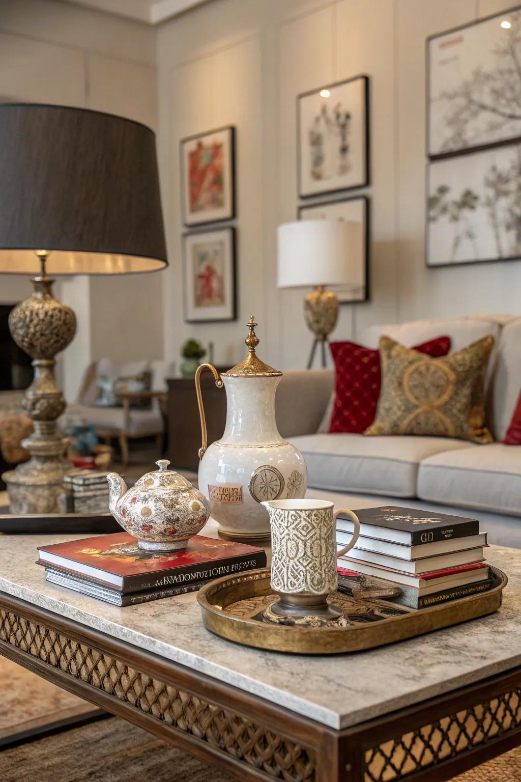 Mixing vintage with modern adds a unique character to your coffee table.