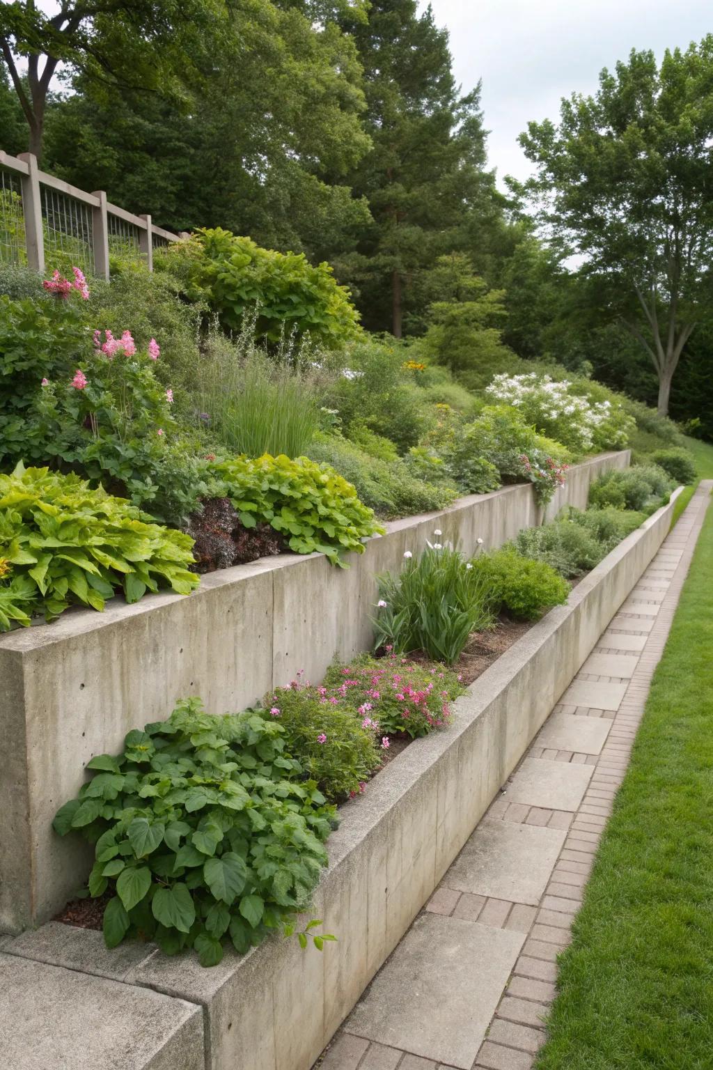 Vertical edging adds dimension to garden borders.