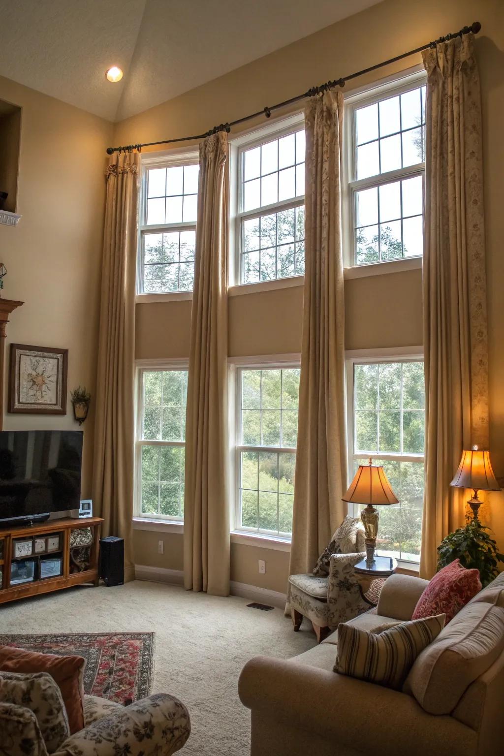 Multi-section drapes provide adaptable and versatile window coverage.