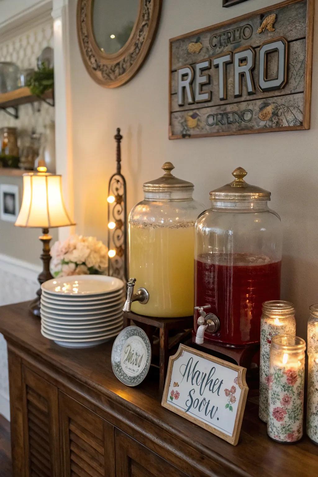 A charming vintage drink station for timeless appeal.