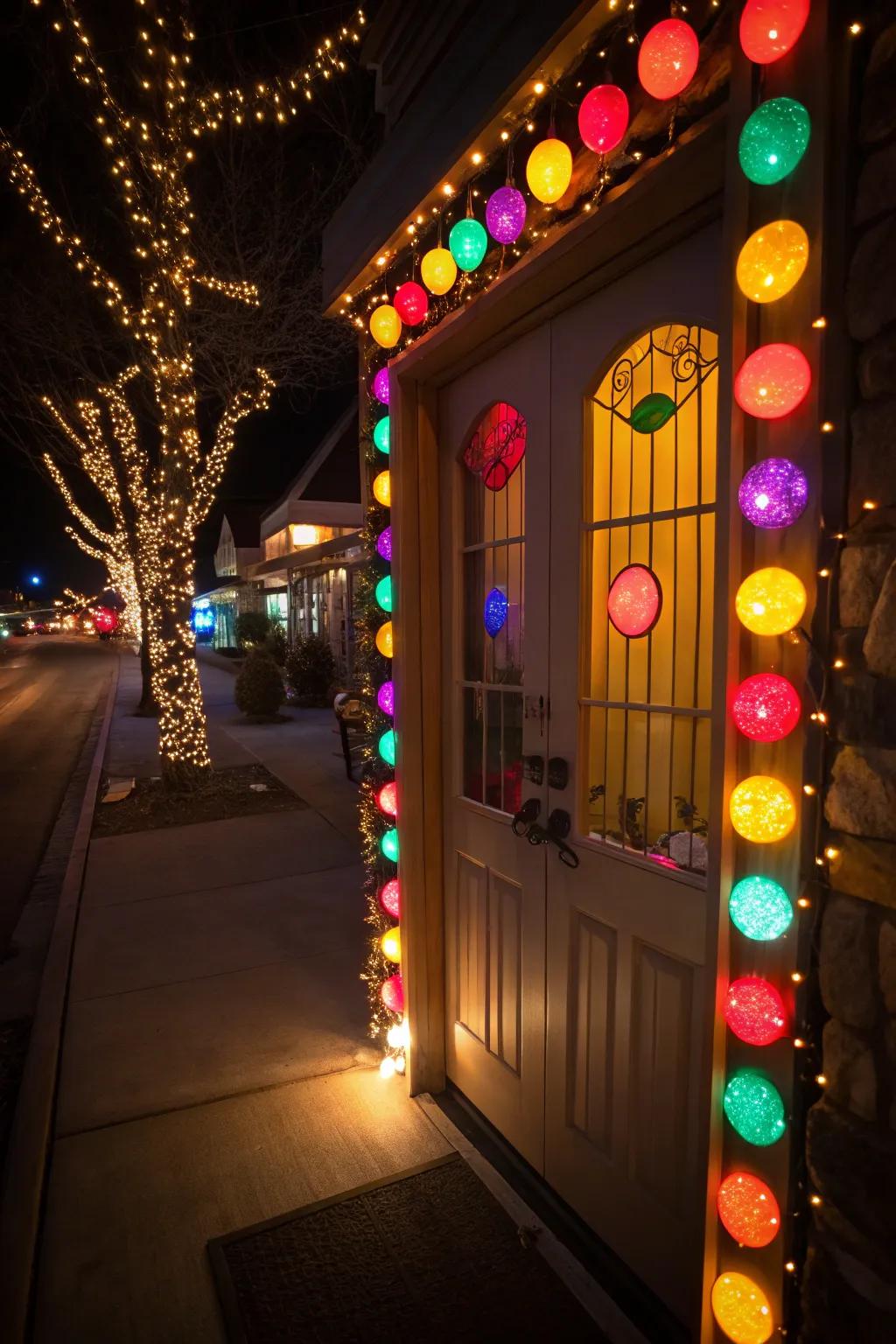 Gumdrop lights cast a colorful and cheerful glow.