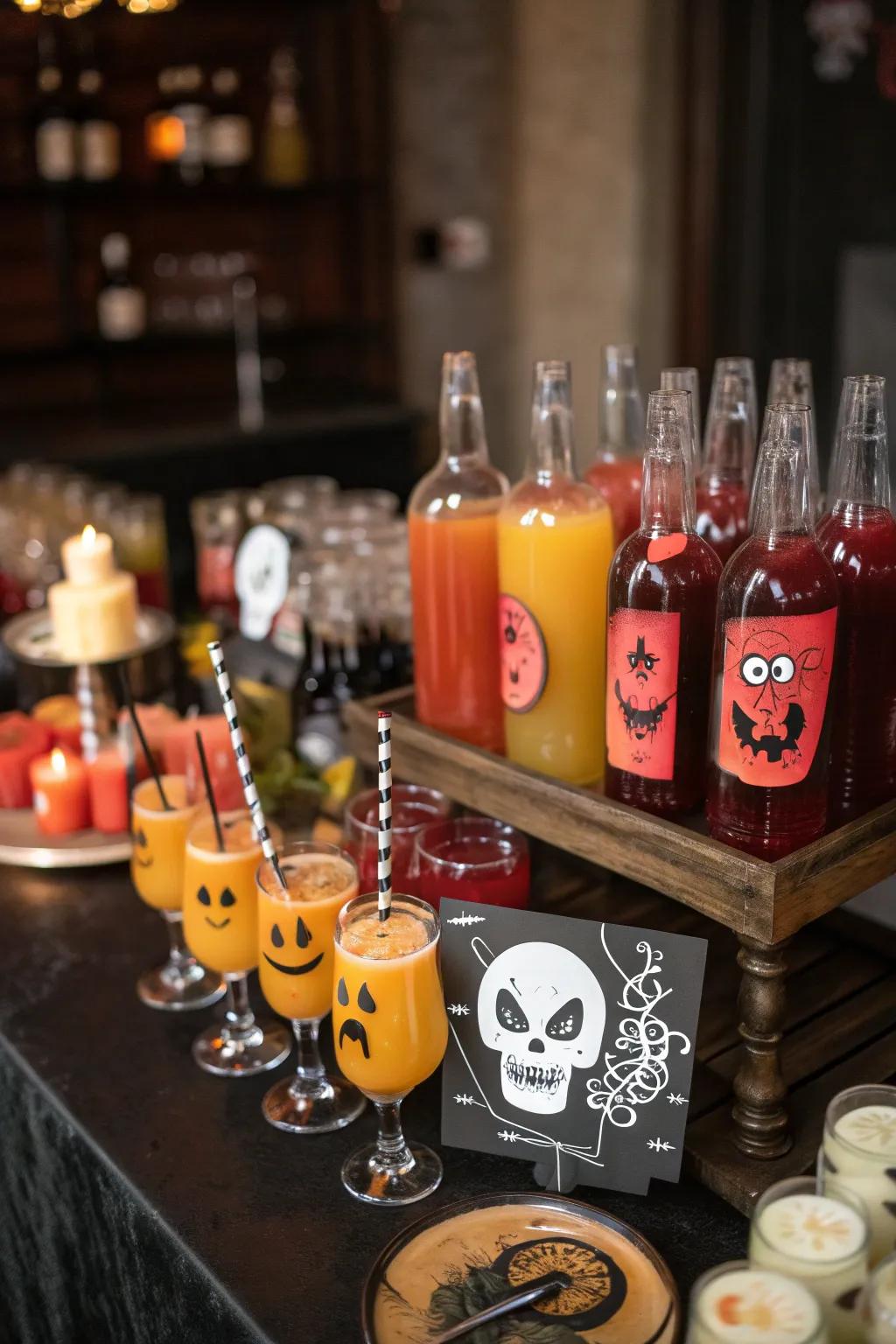 Keep the spirits high with a themed beverage station.