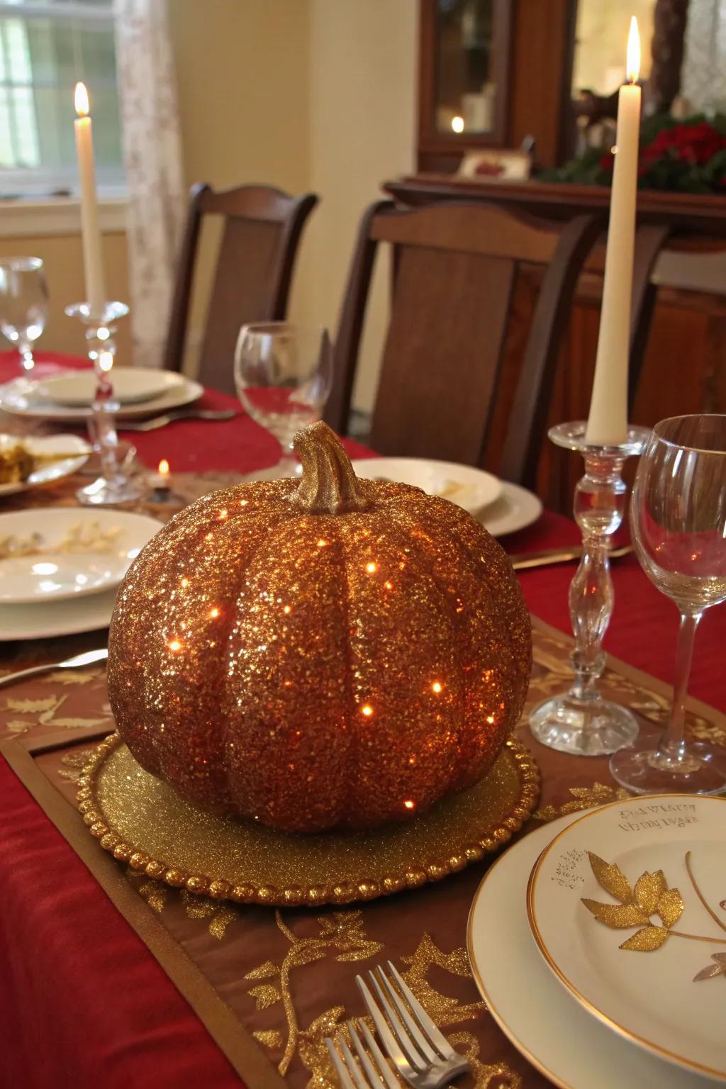 Glitter transforms gourds into charming decor pieces.