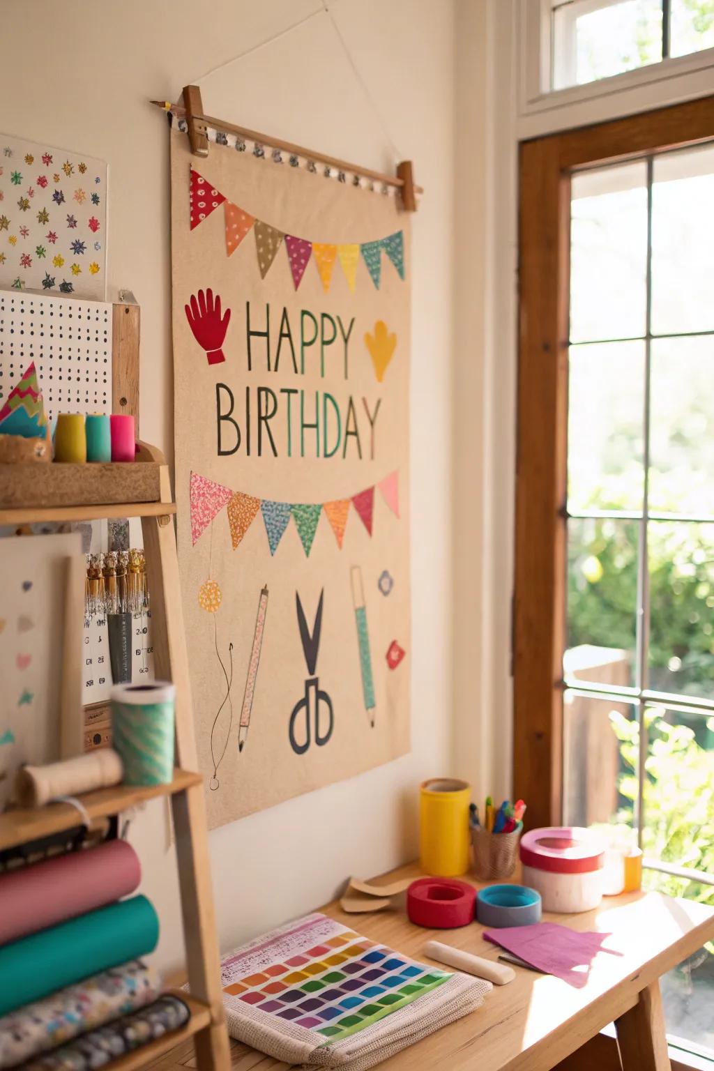 DIY craft elements add a personal touch to birthday posters.