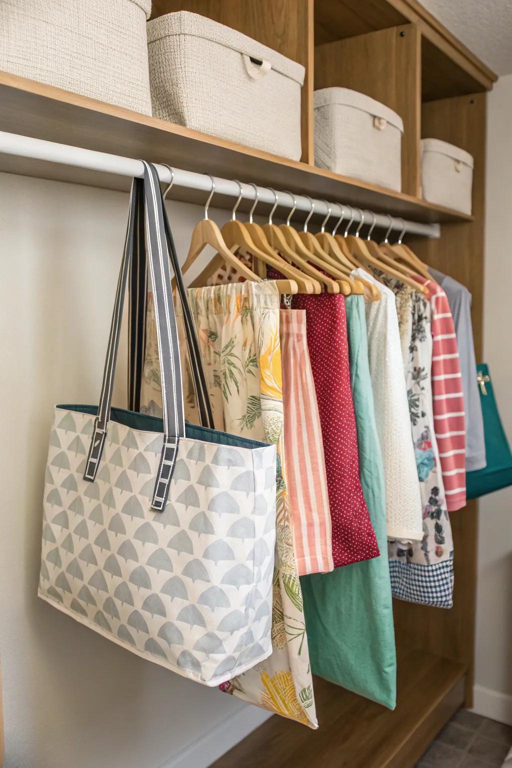 Hanging fixtures offer a vertical and elegant storage solution.