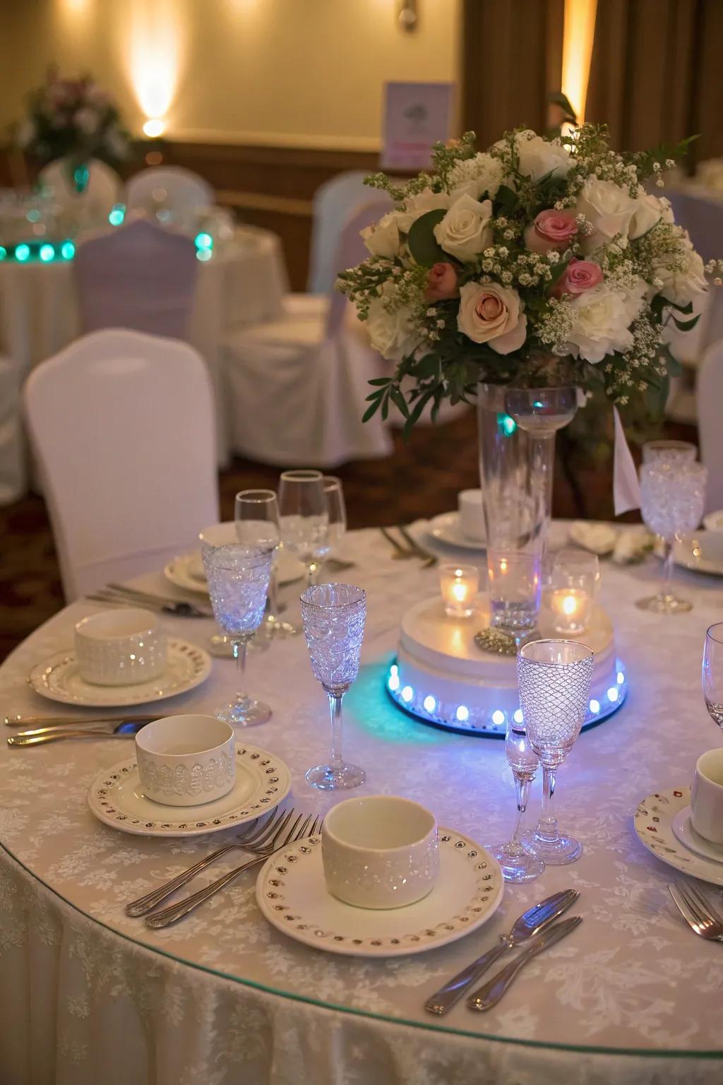 LED light bases make table centerpieces stand out.