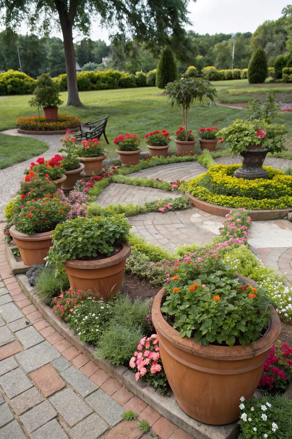 Manifest your garden's artistry with creatively arranged pots.