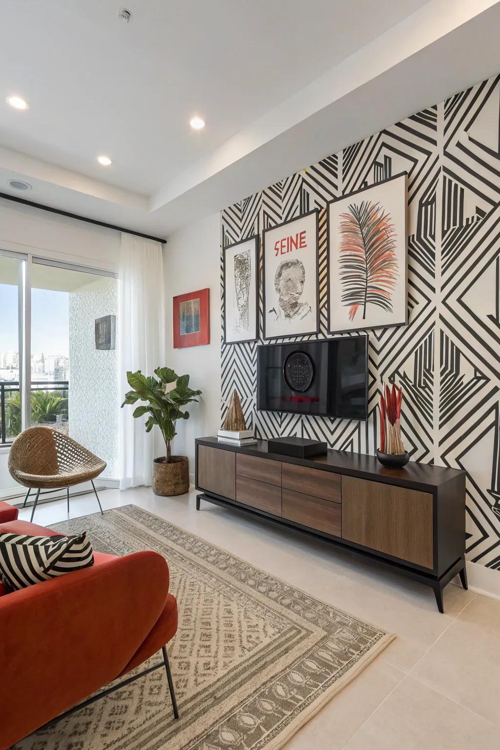 A feature wall adds drama and interest.
