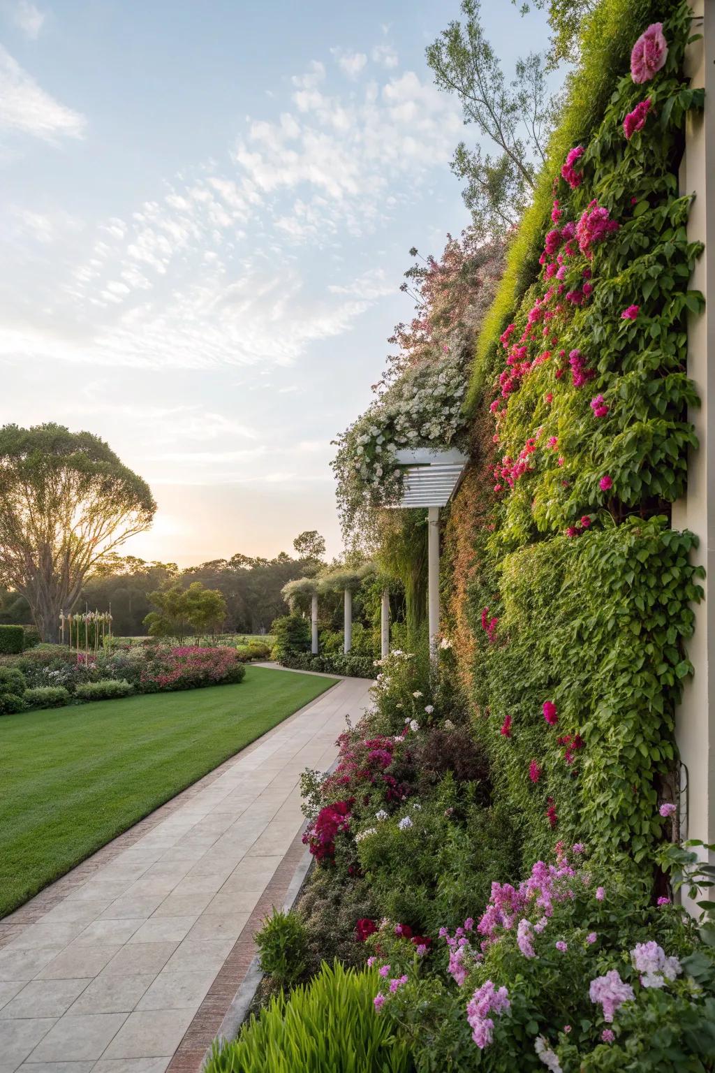 Living walls provide lush backdrops and improve air quality.