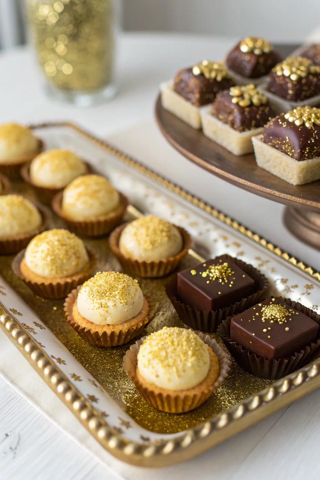 Consumable gilded dusted delights that gratify both the visual sense and palate.