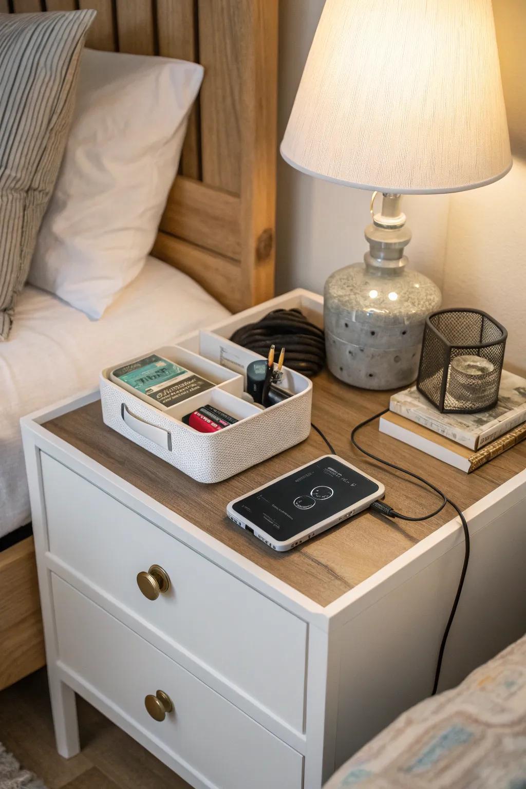 Luxurious bedside amenities for added convenience.