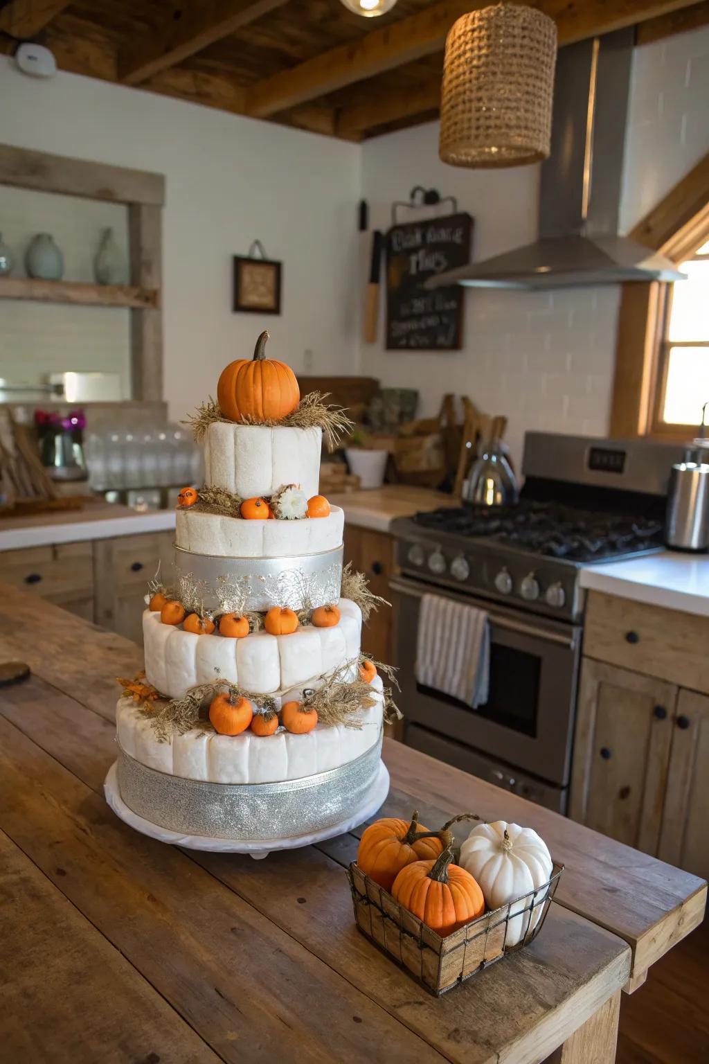 Farmhouse fresh diaper cakes bring a charming country feel indoors.