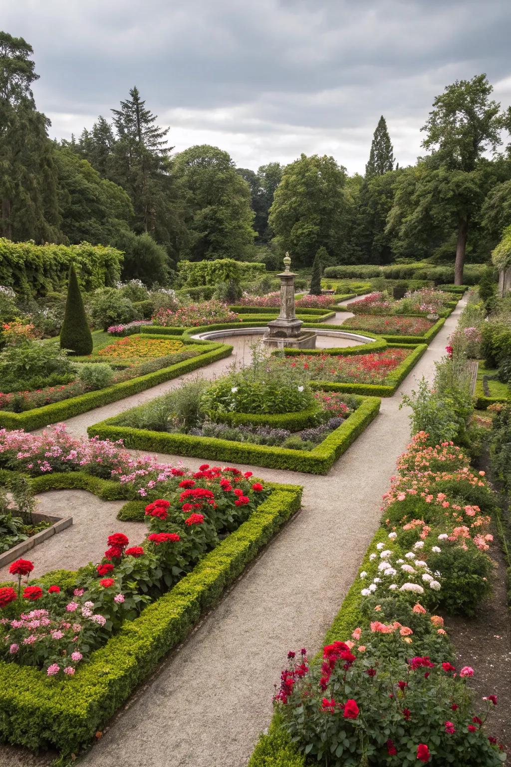 Symmetrical garden design offering balance and harmony.