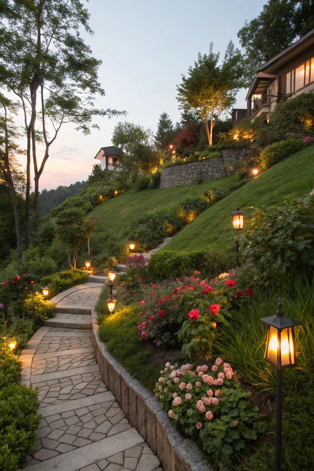 Lighting installations enhance the nighttime allure of this slope.