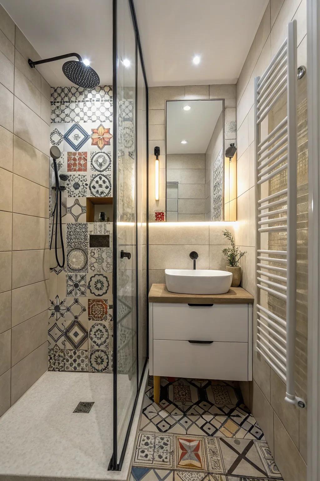 Architectural shapes create efficient and interesting shower spaces.