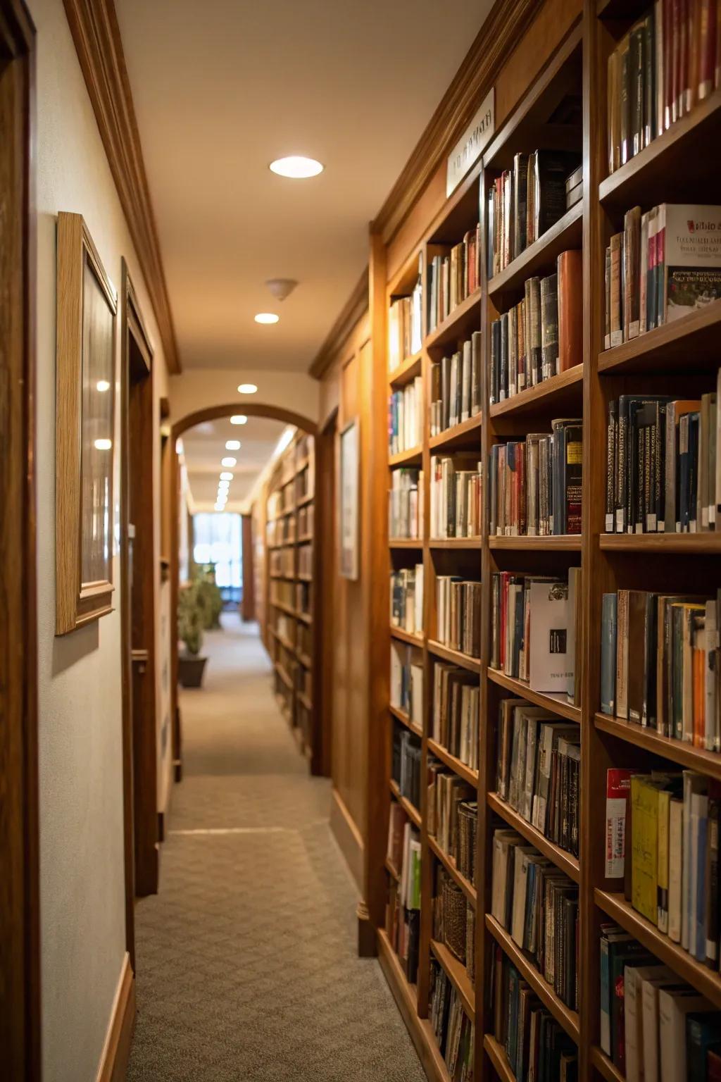 Hallway libraries can be a stunning and unexpected feature.