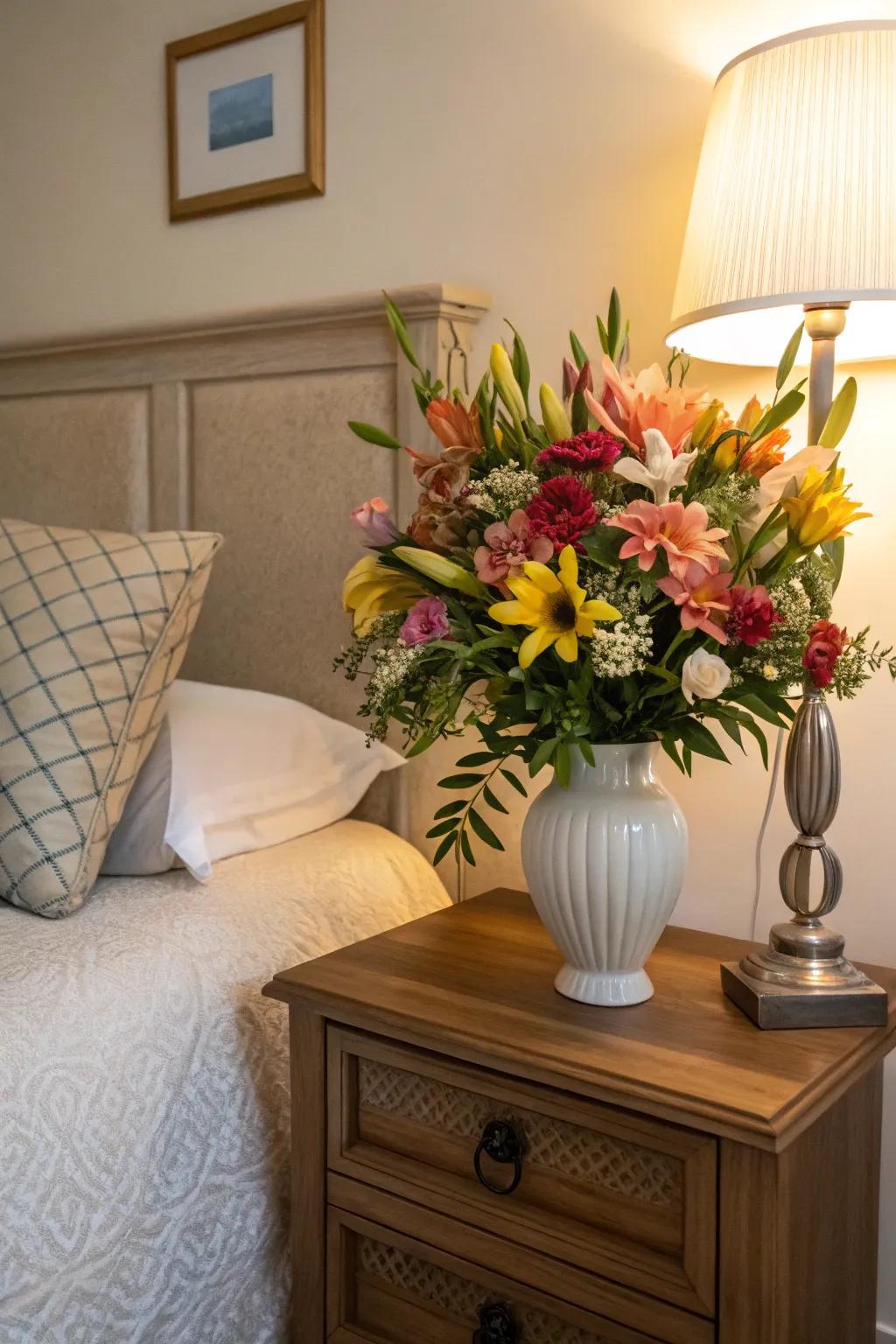 Floral displays bring life and freshness.