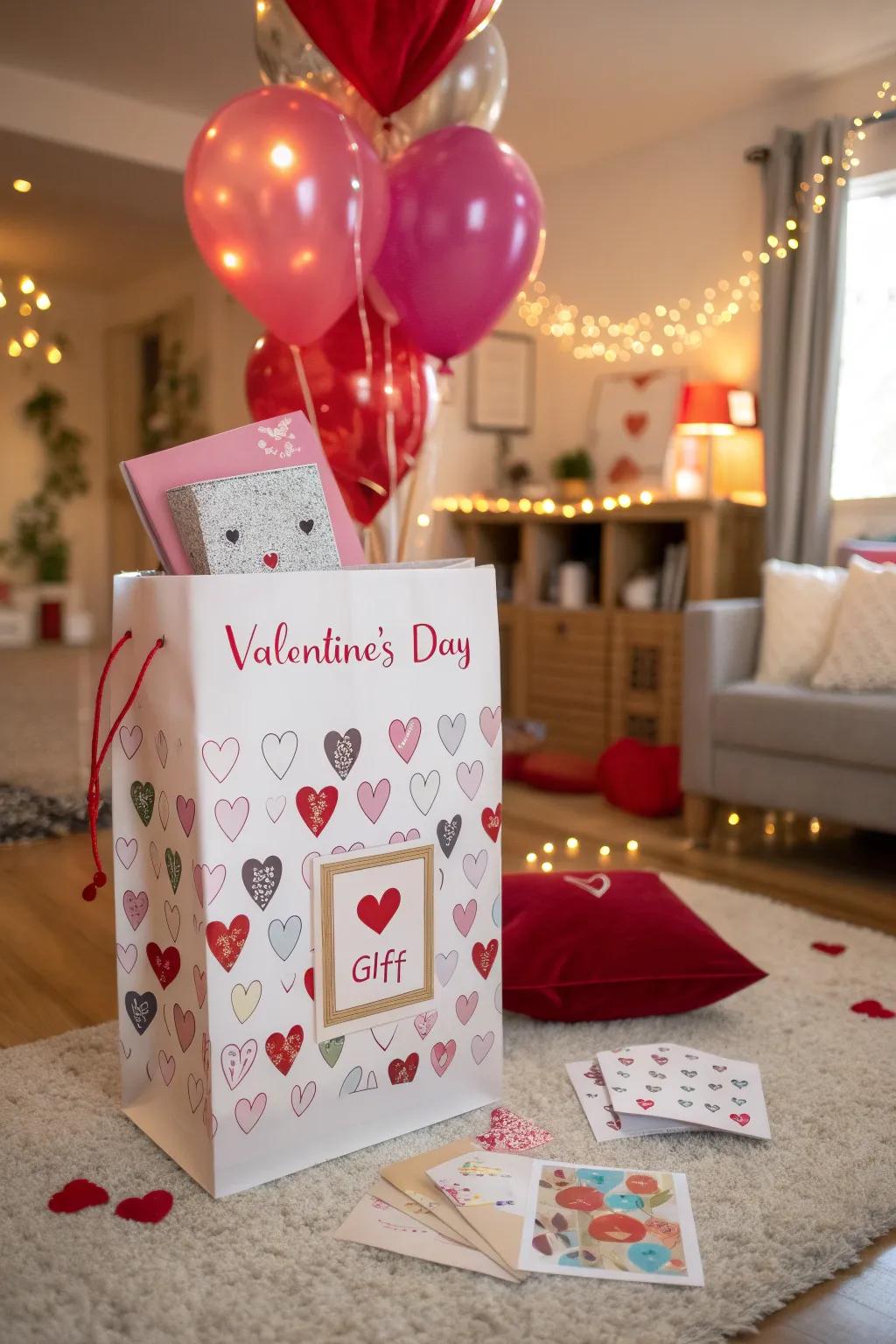 Interactive Valentine's bag with surprising elements.