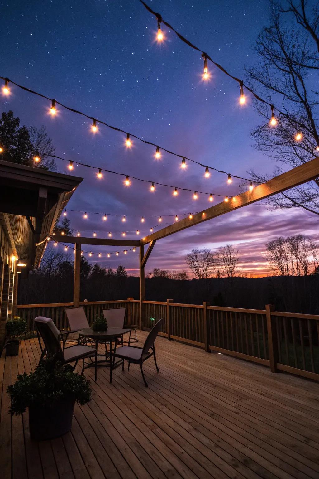 Magical string lights creating an enchanting atmosphere.