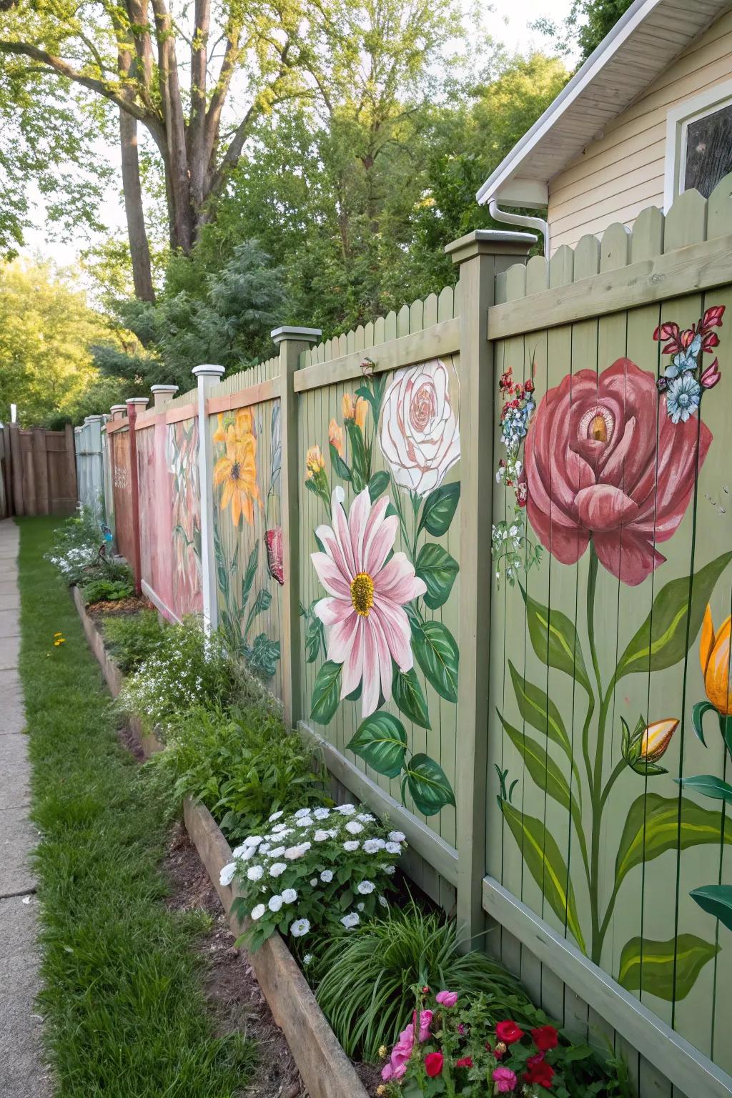Tiered blooms craft a stunning 3D effect on your fence.