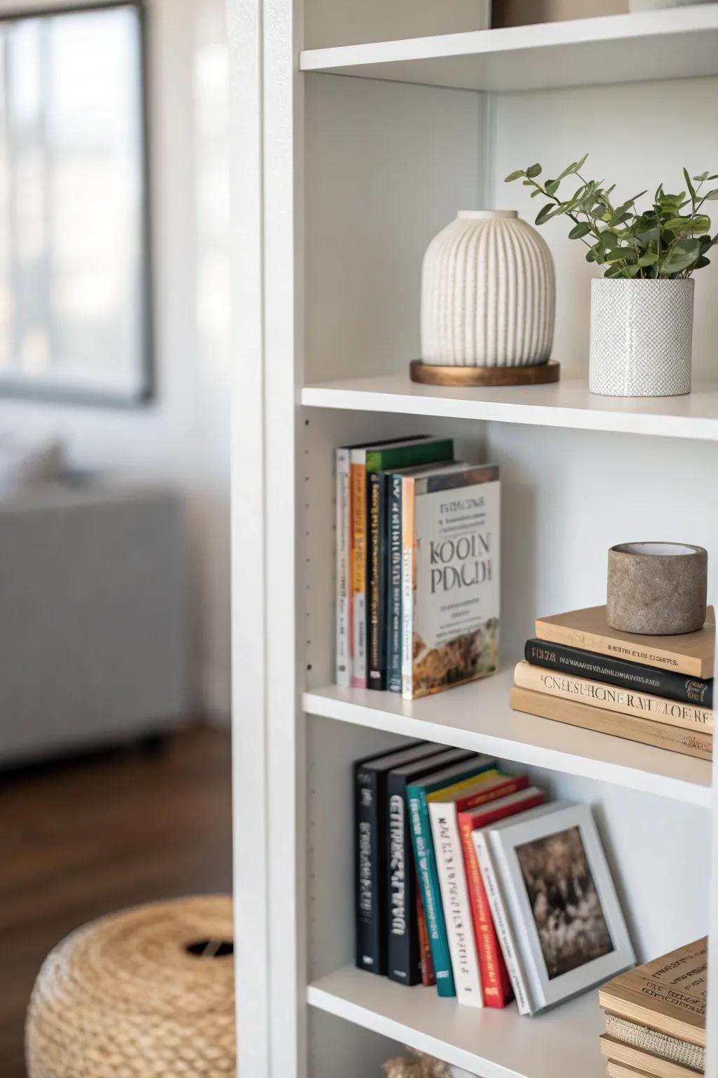 Achieve a clean aesthetic with a minimalist bookcase design.