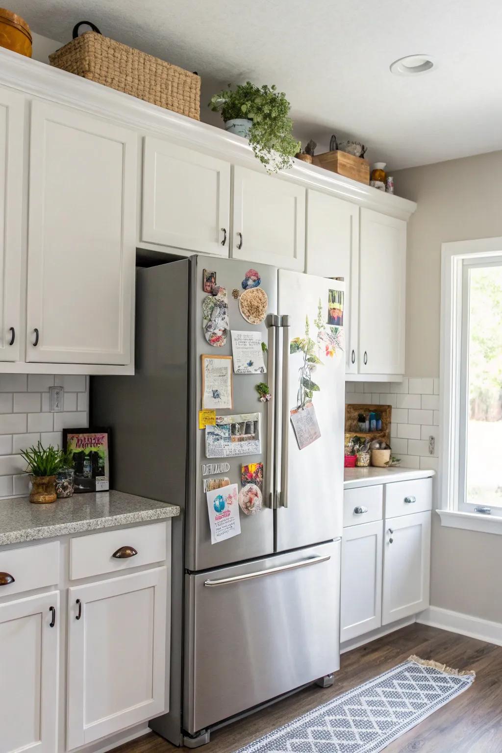 Magnetic mechanisms allow simple access to elevated cabinets.