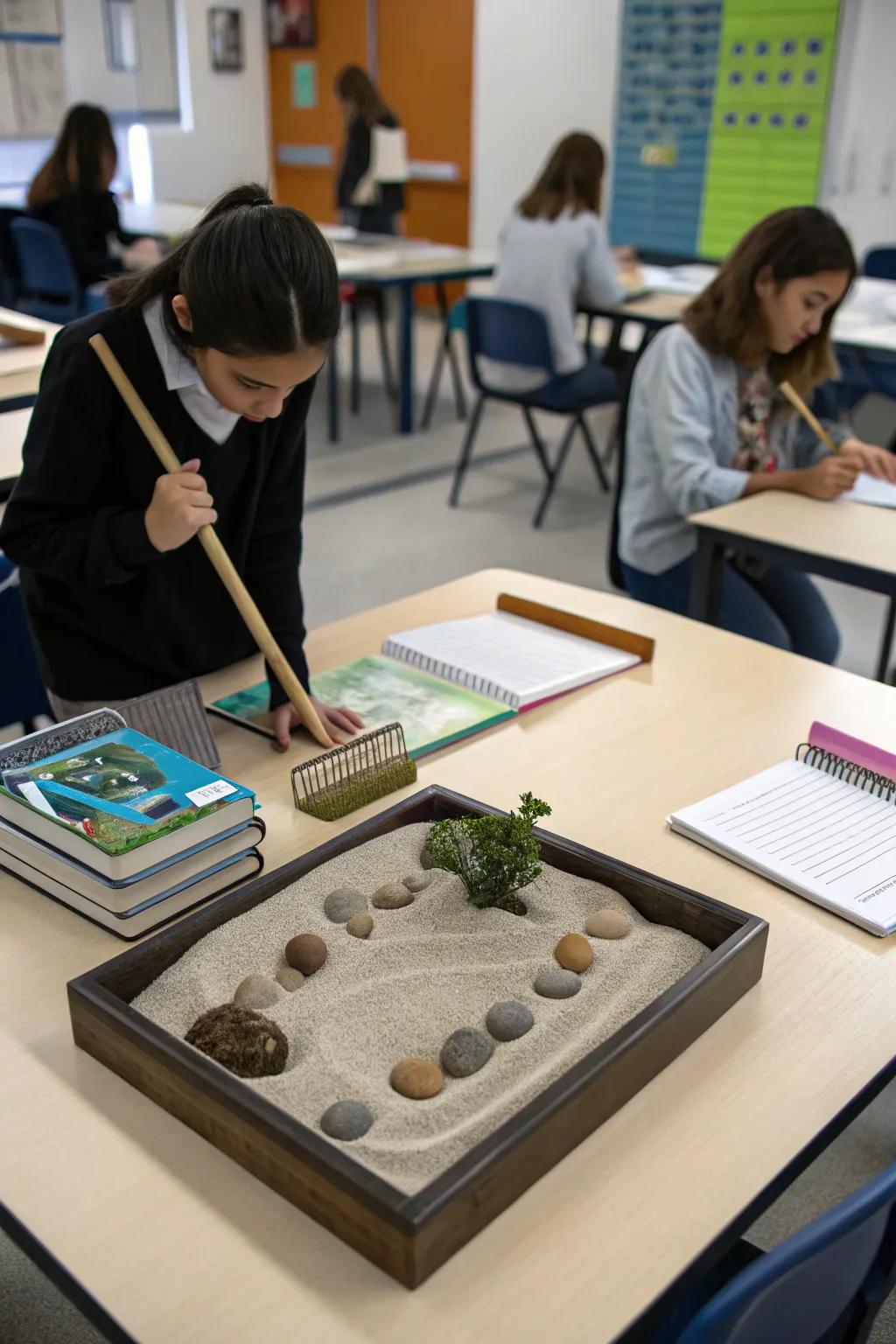 A contemplation garden furnishes a hands-on mindfulness activity for students.