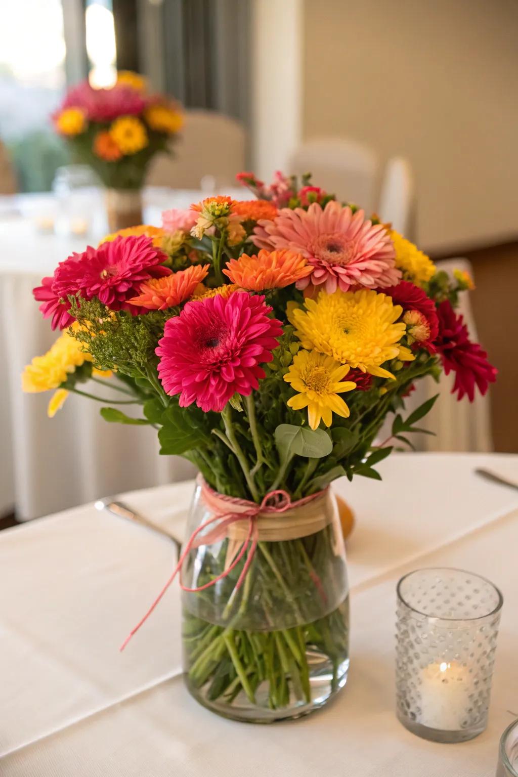 A vibrant floral arrangement to enhance the decor.